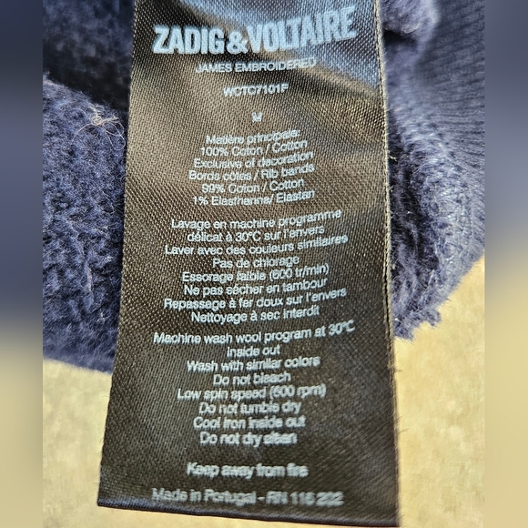 FLASH SALE Rare Zadig & Voltaire Embroidered Blue Wolf Fox Sweater Med Like New - Picture 6 of 6